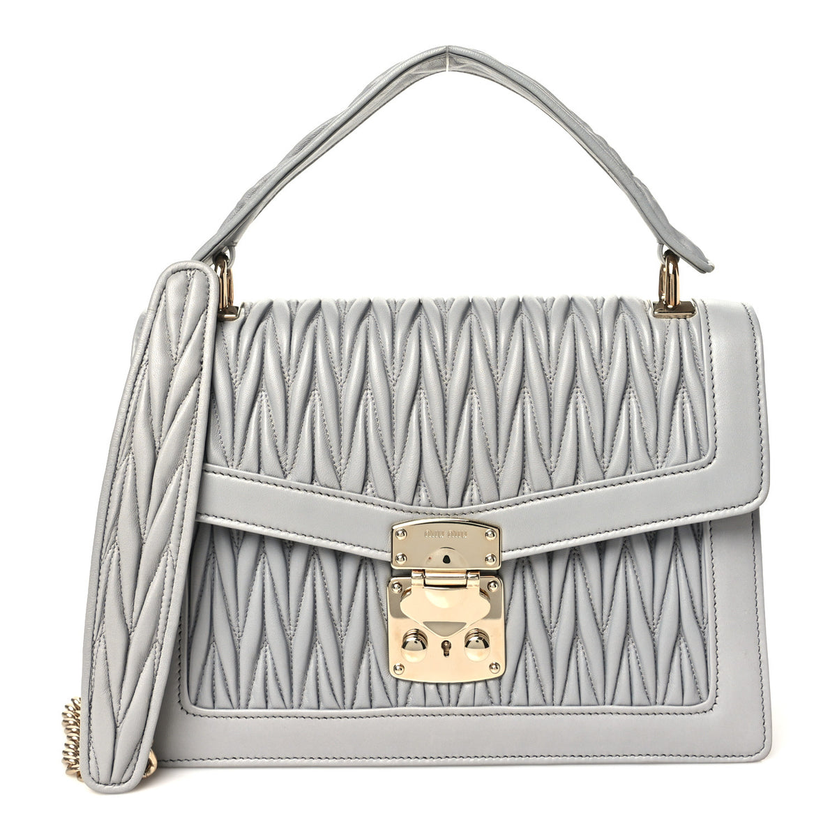 Miu Miu Nappa Confidential Matelasse Top Handle Nube 1 of 10