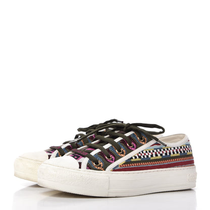 Christian Dior Canvas Ethnic Embroidered Womens Walk'N'Dior Low Top Sneakers 38.5 Fuchsia 3 of 9