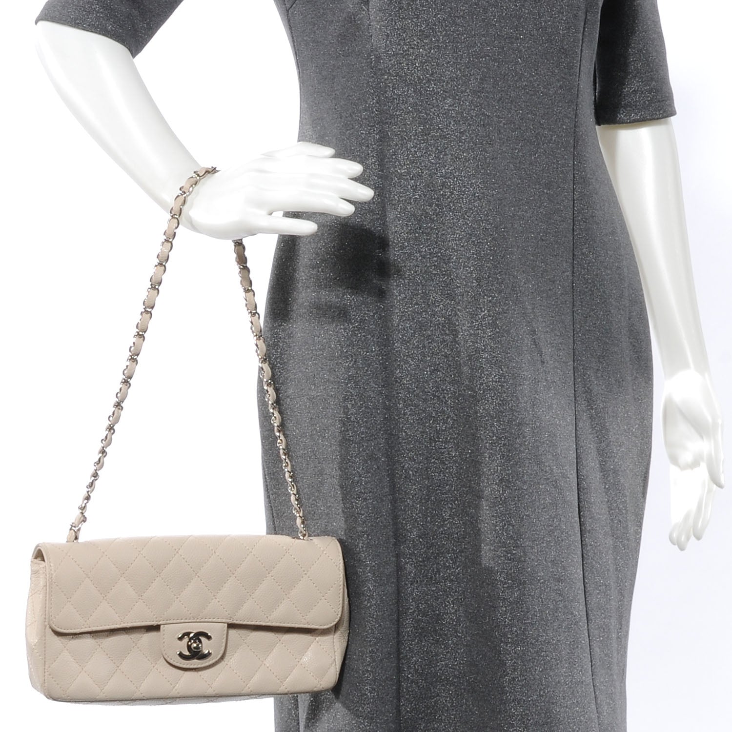 Chanel Caviar East West Flap Beige Clair 2 of 6