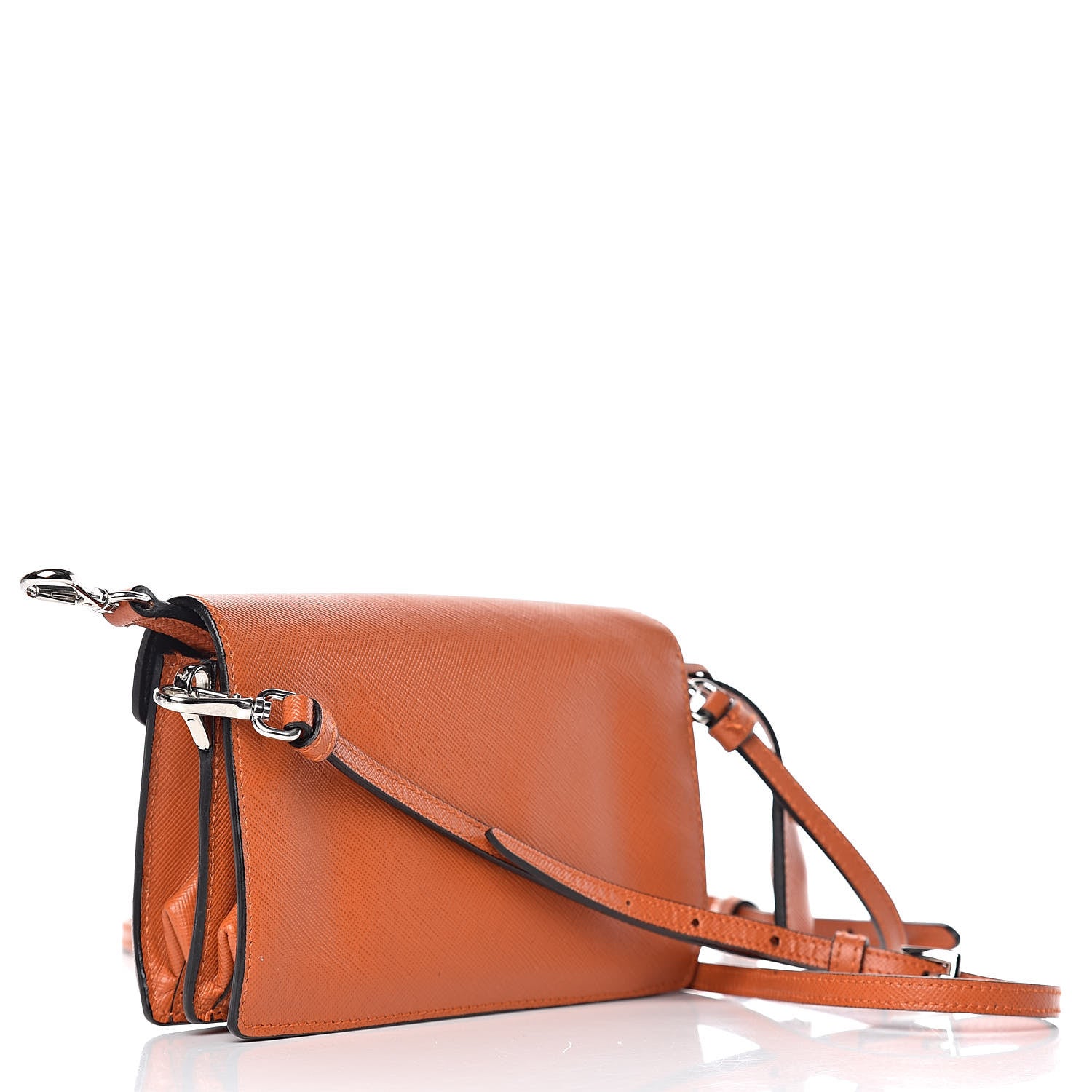 Prada Saffiano Lux Mini Sound Crossbody Bag Papaya 4 of 9