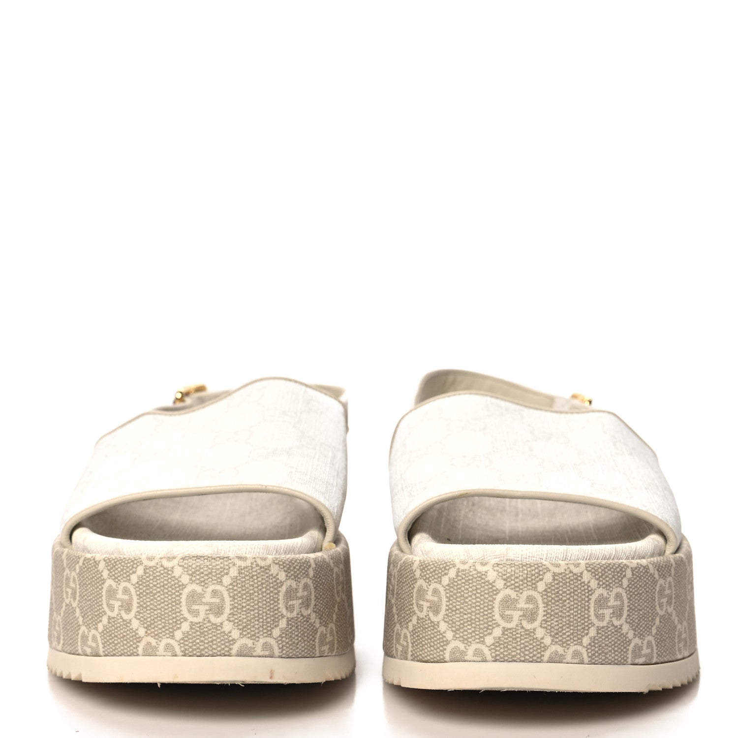Gucci GG Supreme Monogram Granada Kid Angelina Platform 35mm Slingback Sandals 37.5 White Mystic White 3 of 9