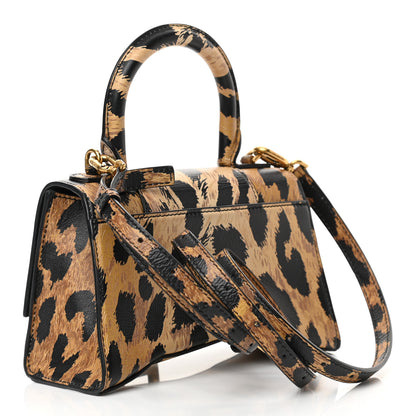Balenciaga Smooth Calfskin Leopard Print Hourglass Top Handle Bag XS Beige 3 of 13