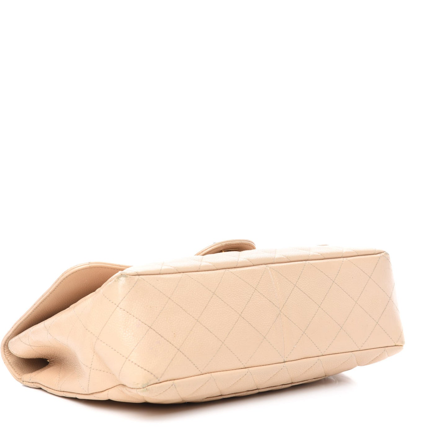 Caviar Quilted Jumbo Single Flap Beige Clair