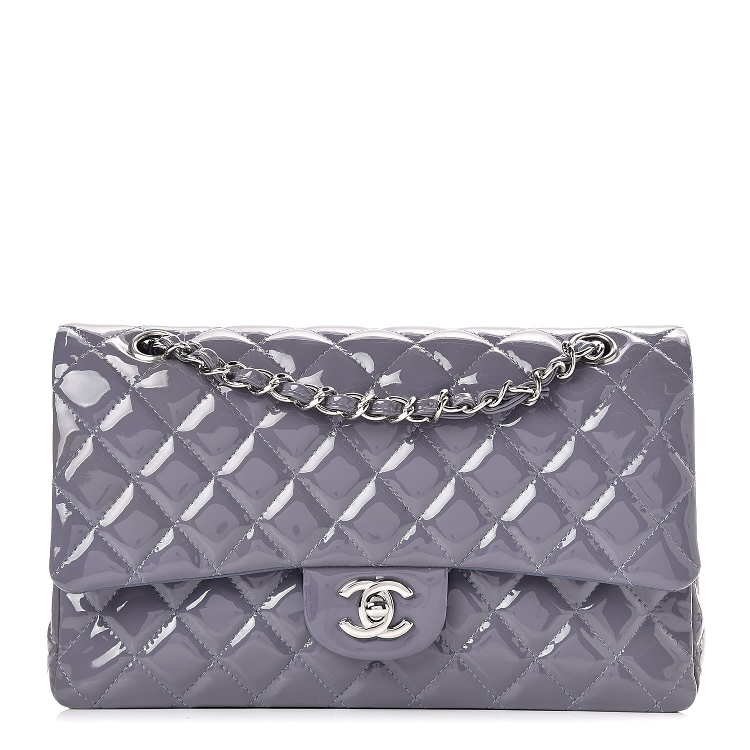 Chanel Patent Calfskin Quilted Medium Double Flap Light Purple 1 of 12