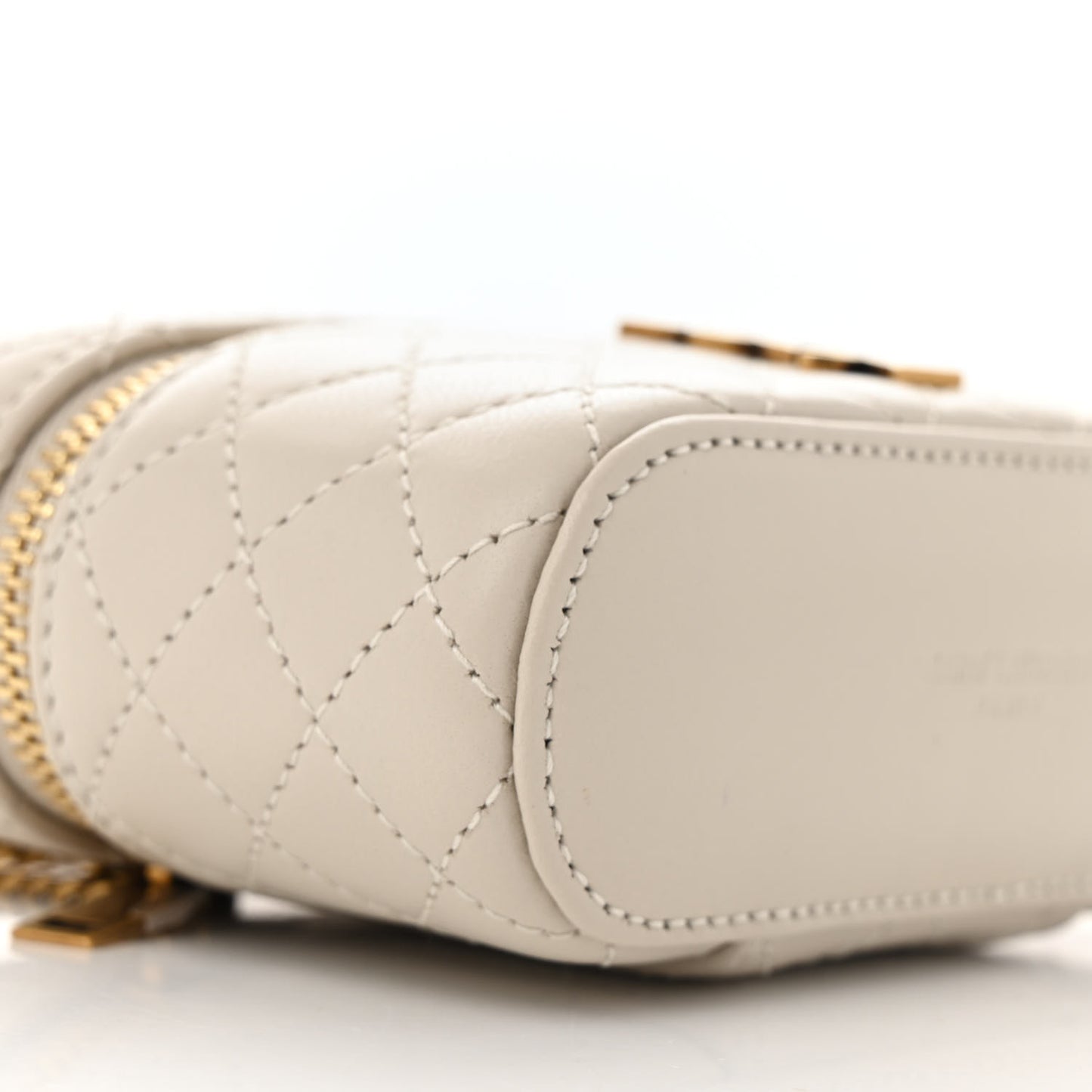 Lambskin Quilted Micro Gaby Vanity Case Crema Soft