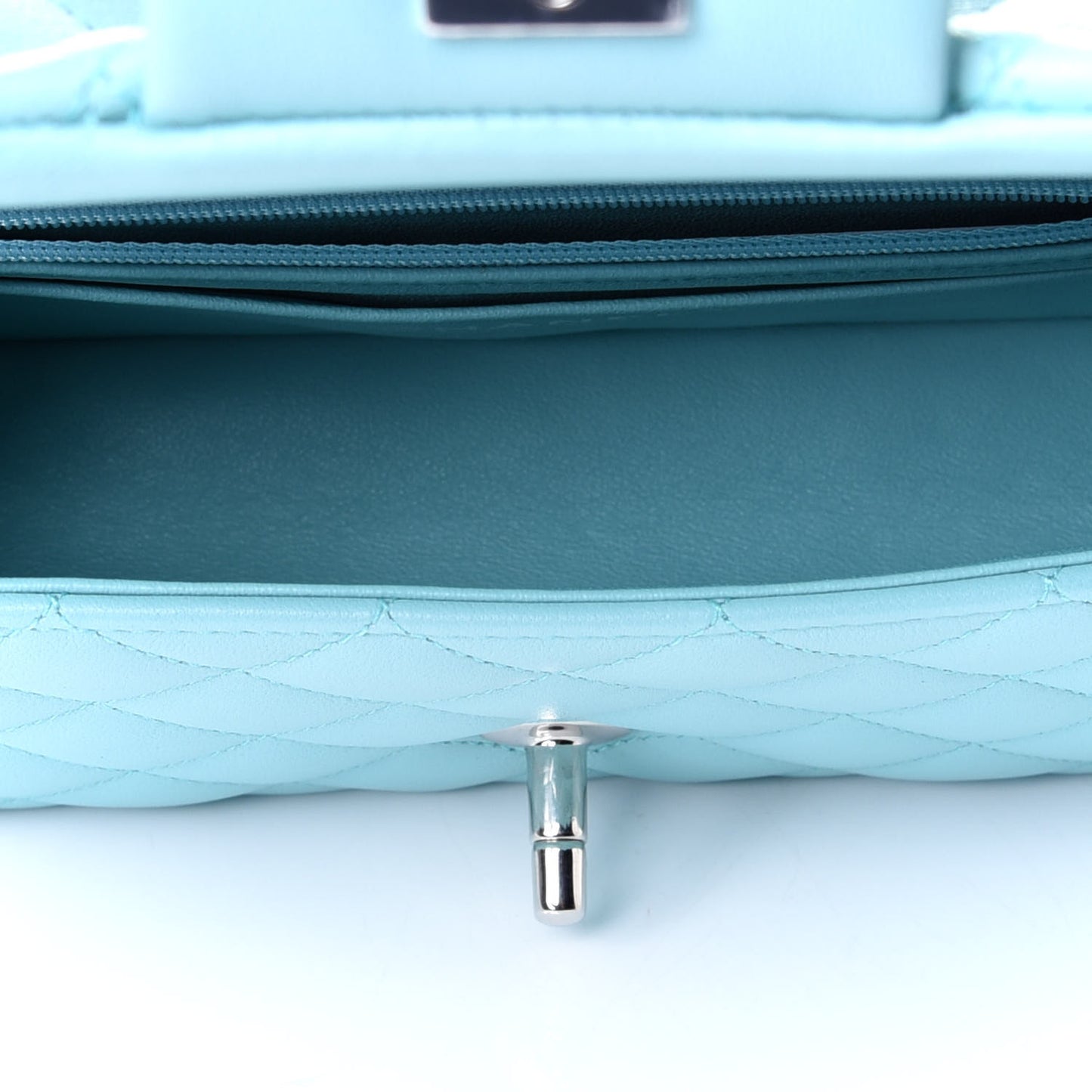 Lambskin Quilted Mini Rectangular Flap Neon Blue
