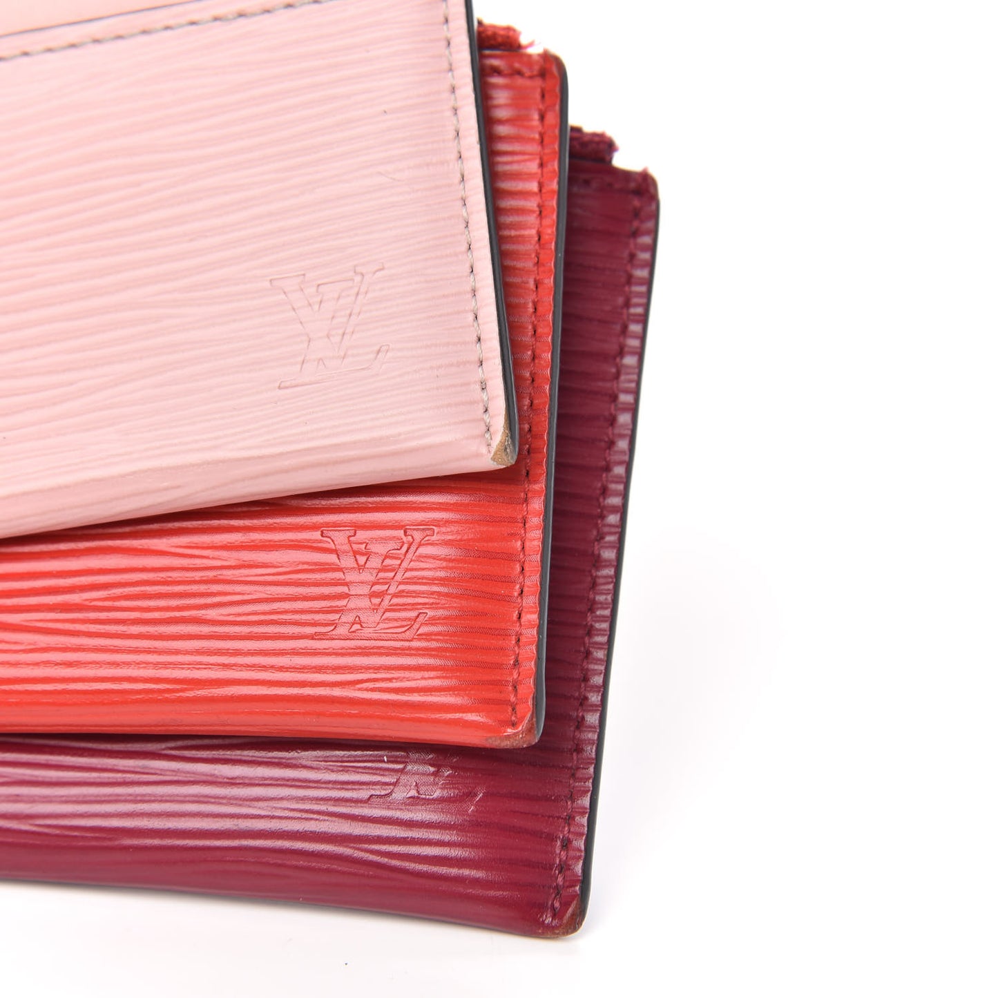 Epi Trio Card Case Wallet Rose Ballerine Rouge Fuchsia