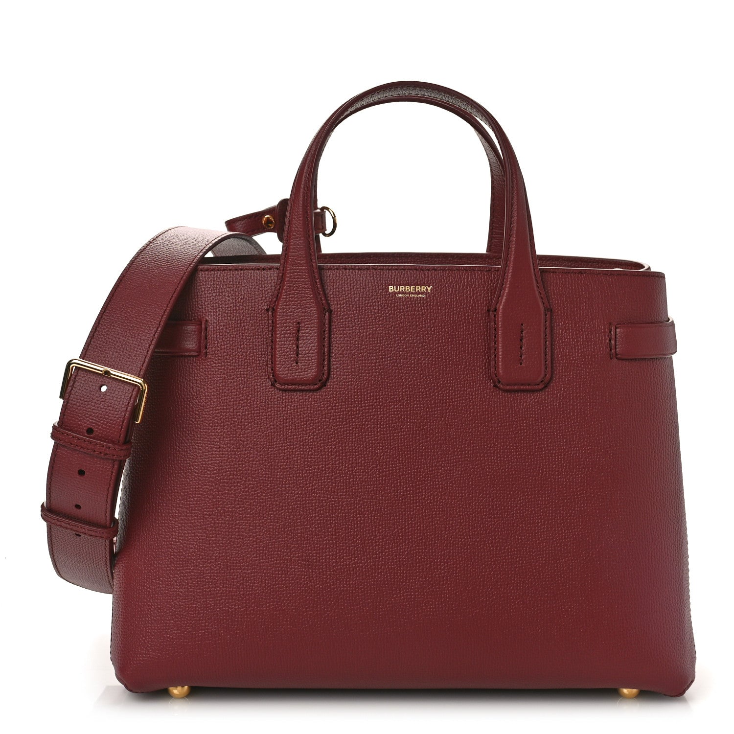 Burberry Grainy Calfskin House Check Small Banner Tote Mahogany Red 1 of 8