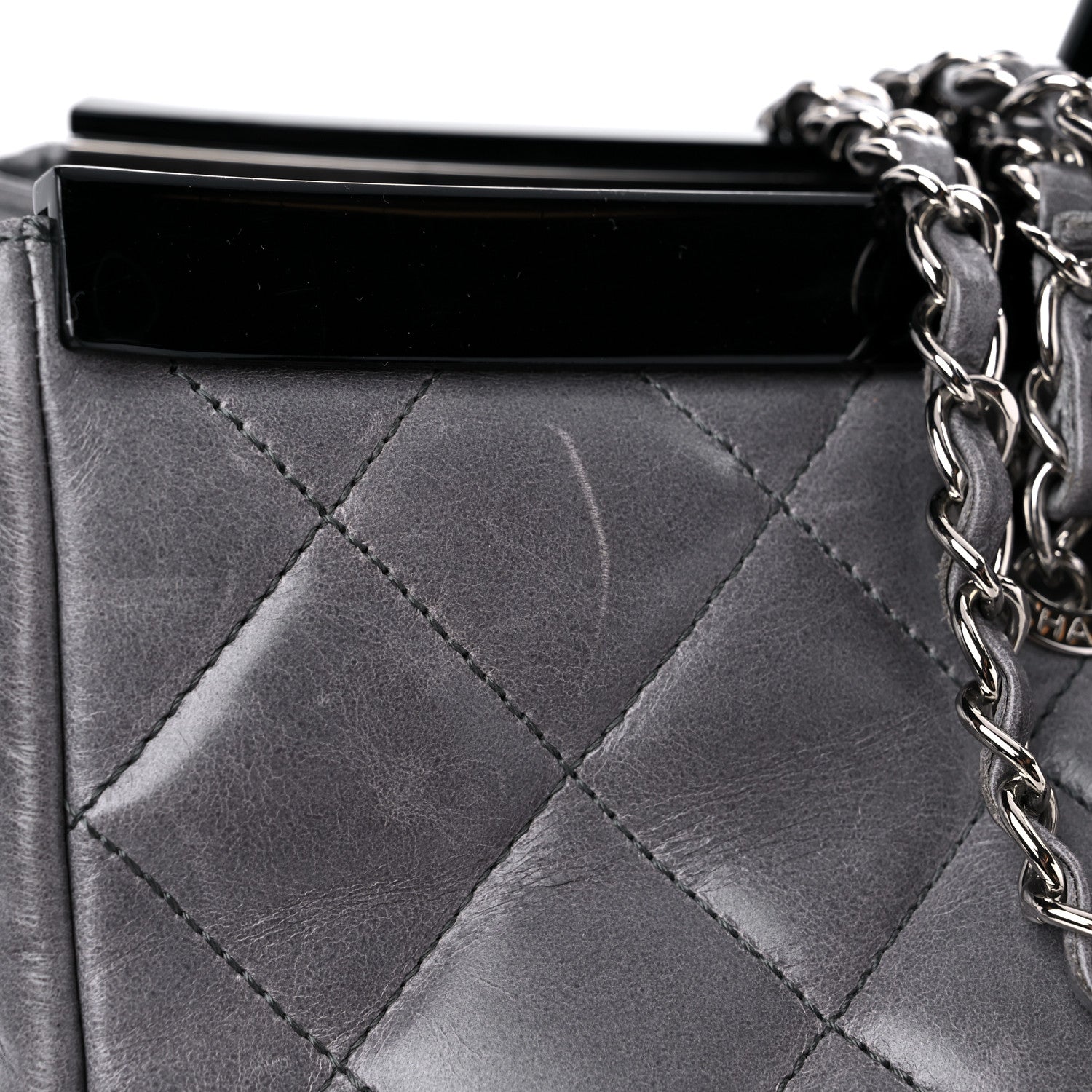 Chanel Glazed Calfskin Quilted Large CC Delivery Tote Grey 13 of 18