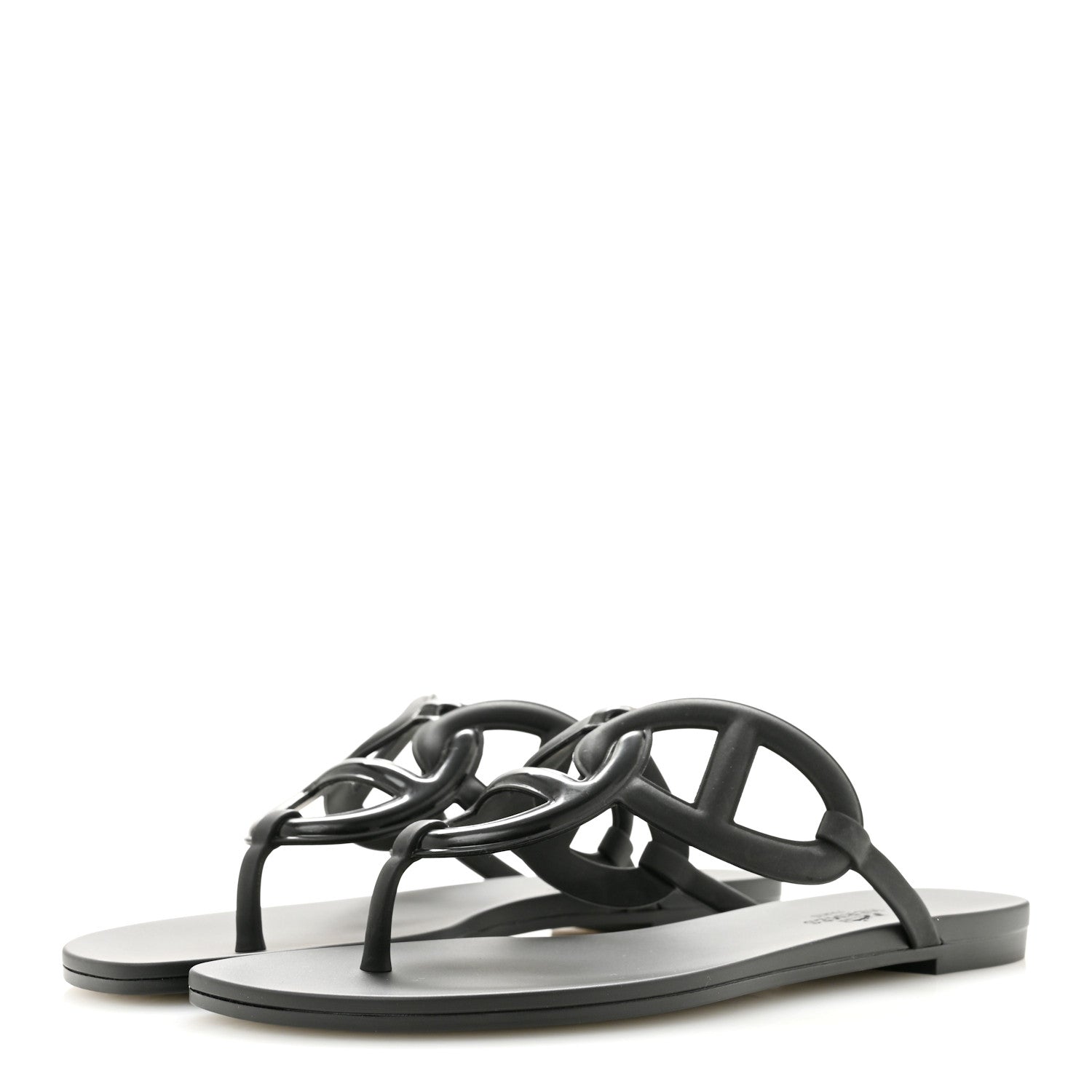 Hermes Rubber Womens Egerie Sandals 37 Black 4 of 10