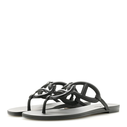 Hermes Rubber Womens Egerie Sandals 37 Black 4 of 10
