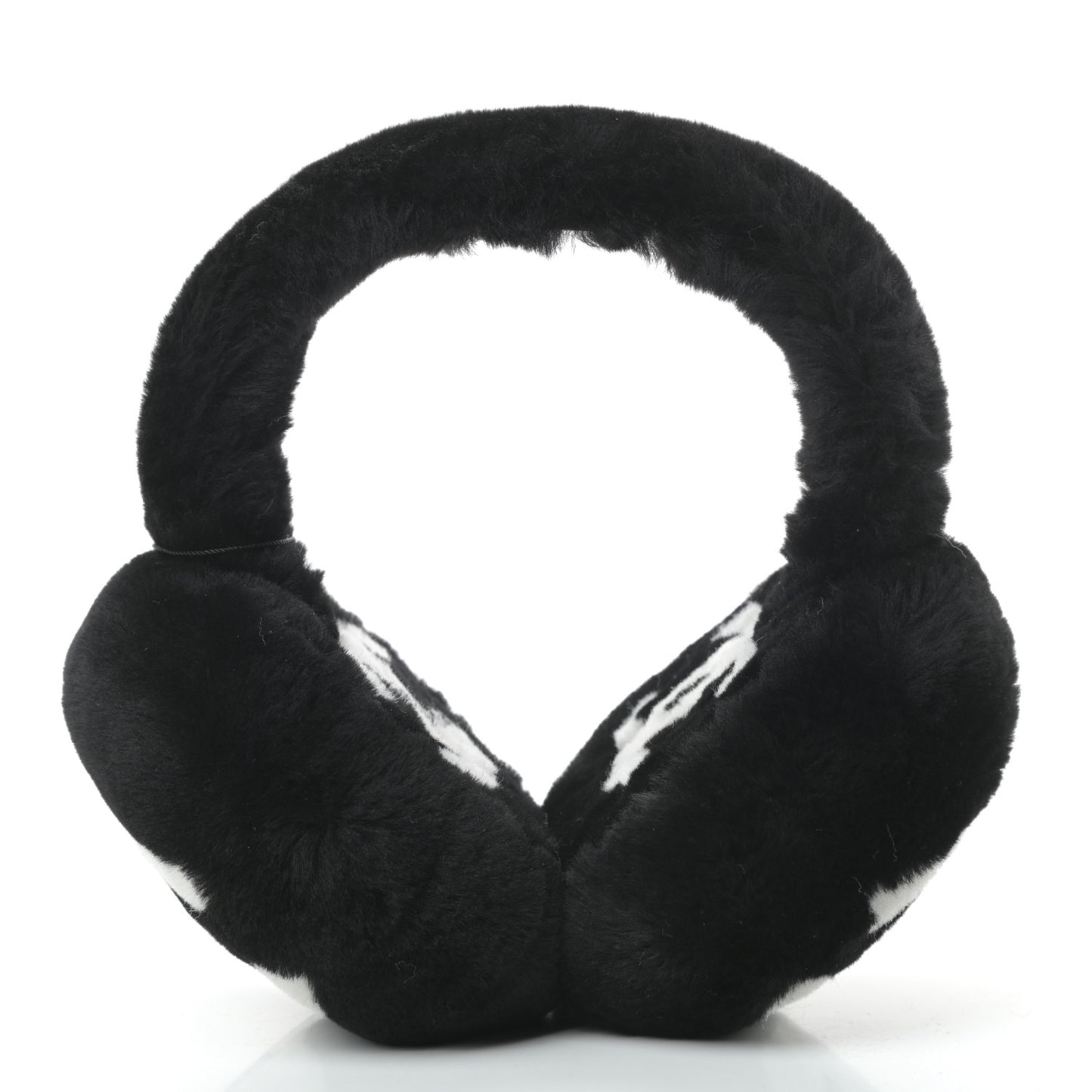 Shearling CC Ear Muffs Black White