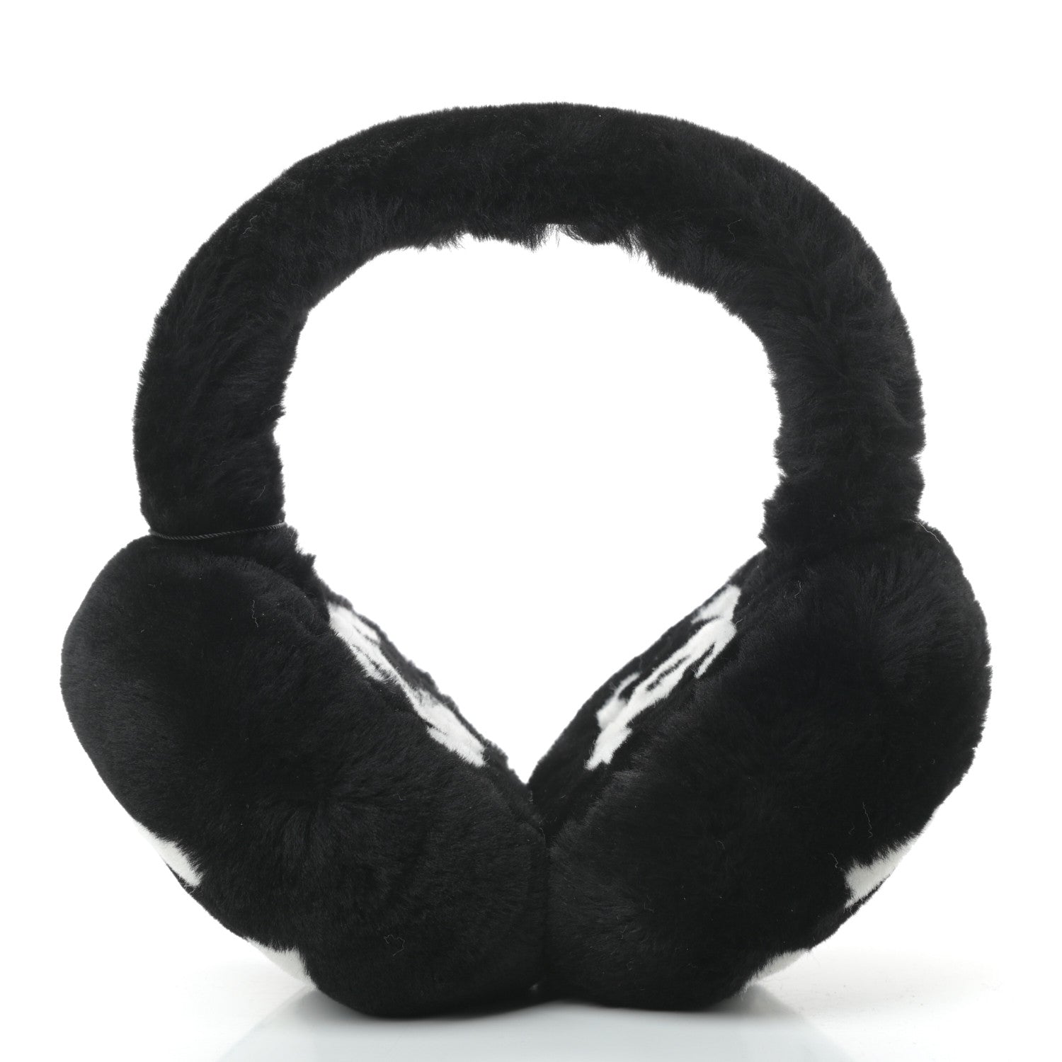 Chanel Shearling CC Ear Muffs Black White 4 of 4