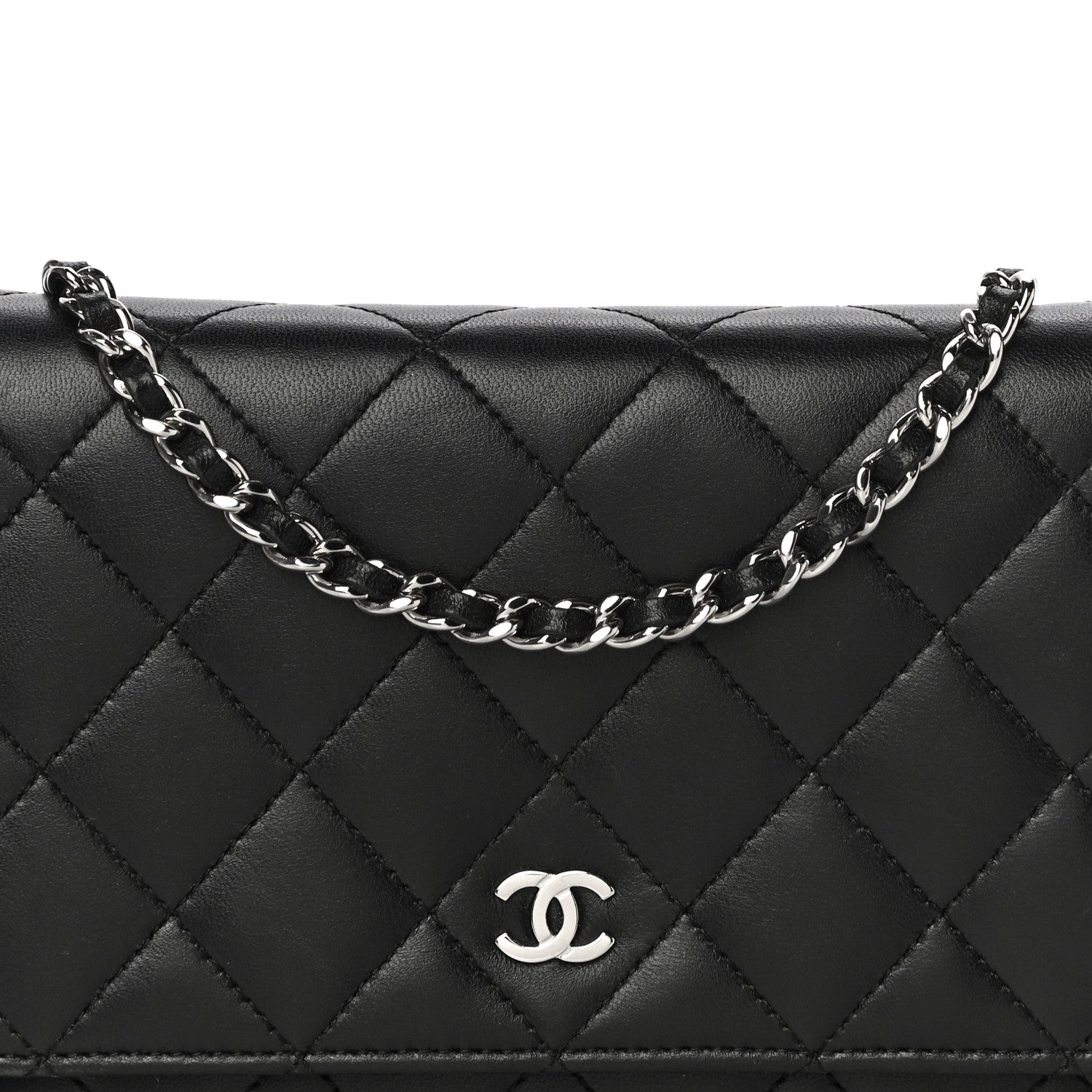 Chanel Lambskin Quilted Wallet On Chain WOC Black 9 of 31