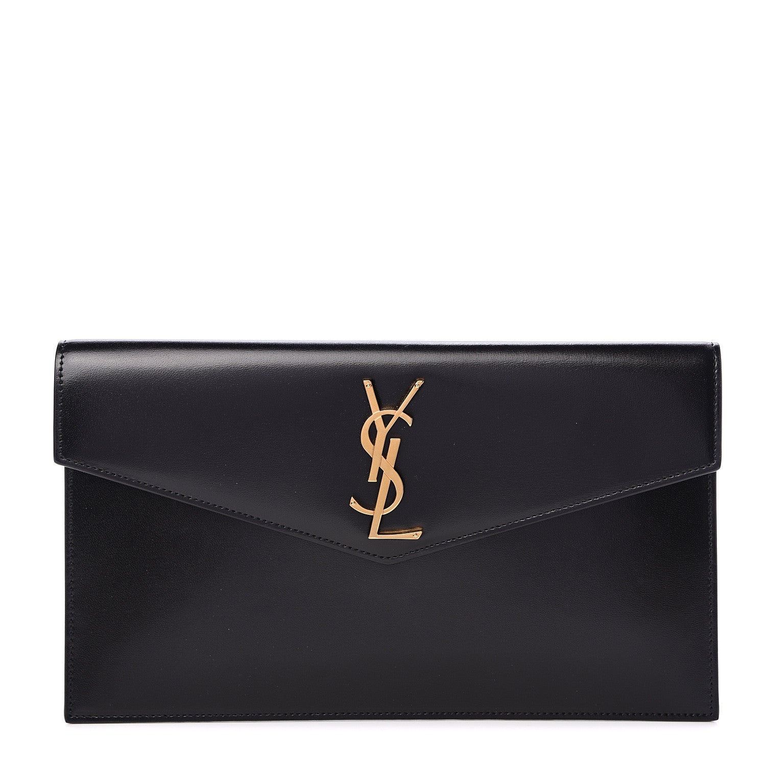 Saint Laurent Smooth Shiny Calfskin Monogram Uptown Pouch Black 1 of 7