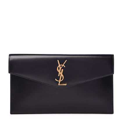 Saint Laurent Smooth Shiny Calfskin Monogram Uptown Pouch Black 1 of 7