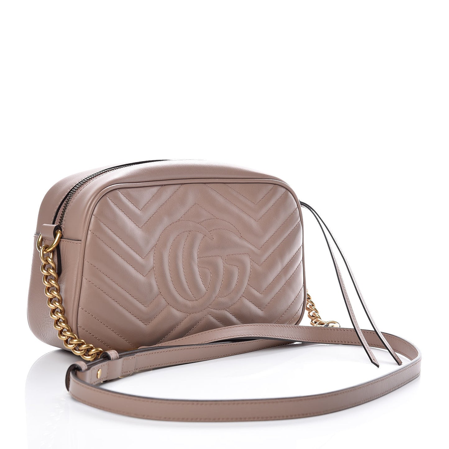 Calfskin Matelasse Small GG Marmont Chain Shoulder Bag Taupe