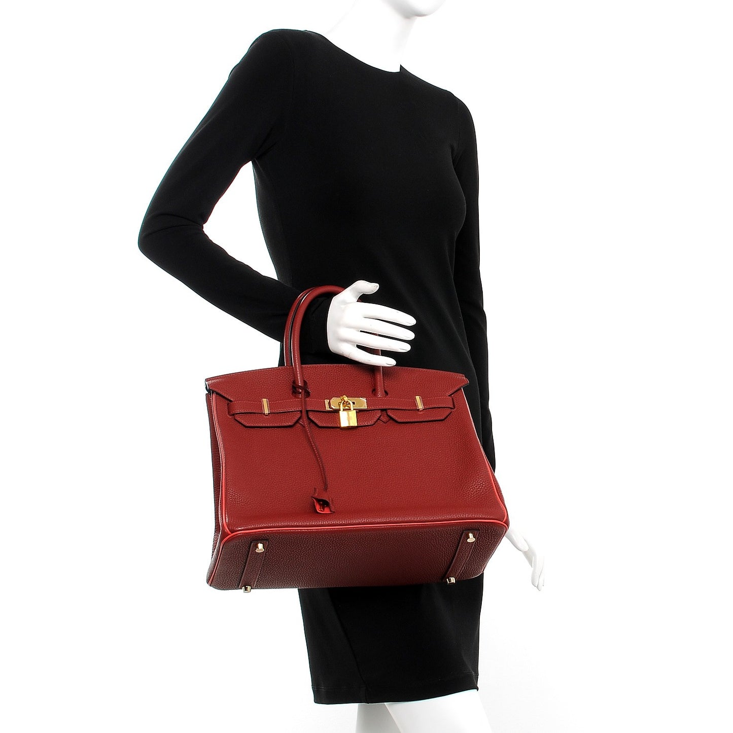 Togo Horseshoe Bi-Color Birkin 35 Rouge H Bougainvillea