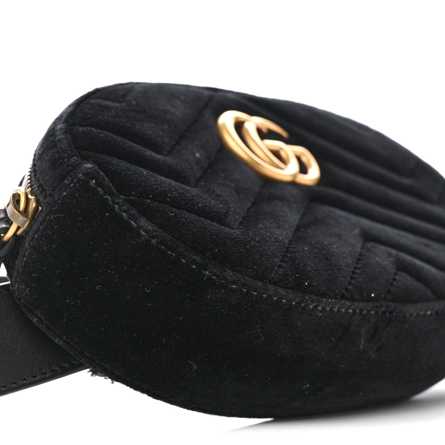 Gucci Velvet Matelasse GG Marmont Belt Bag 75 30 Black 9 of 13