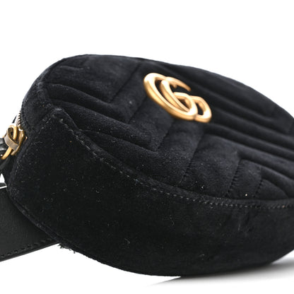 Gucci Velvet Matelasse GG Marmont Belt Bag 75 30 Black 9 of 13
