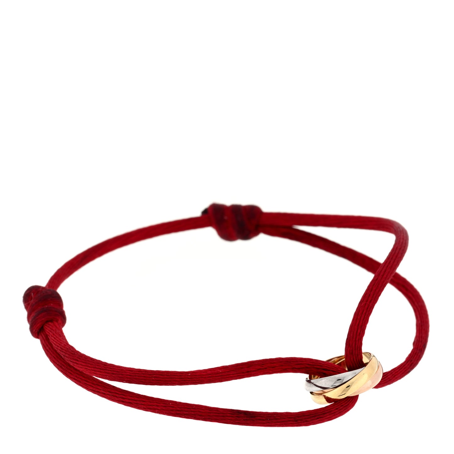 18K Pink Yellow White Gold Trinity Cord Bracelet Red