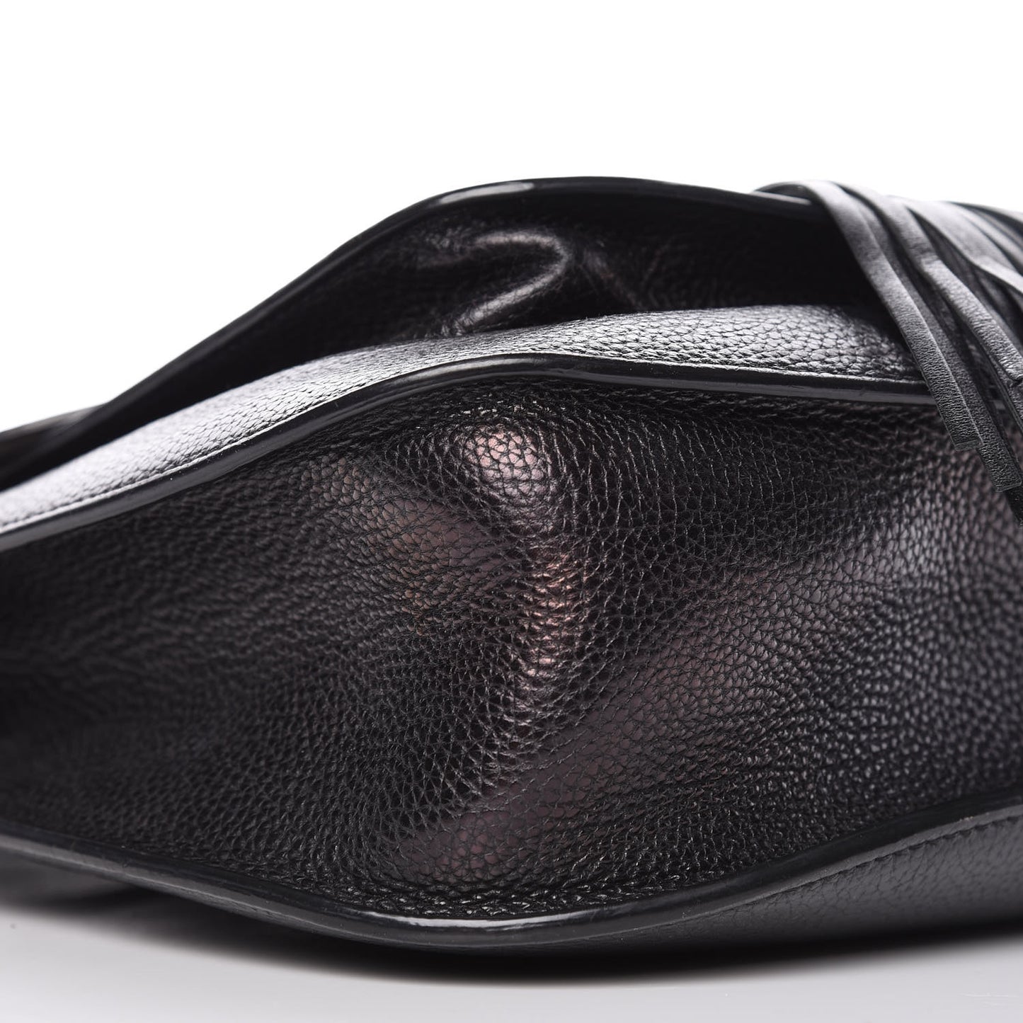Grained Calfskin Medium Hudson Tassel Shoulder Bag Black