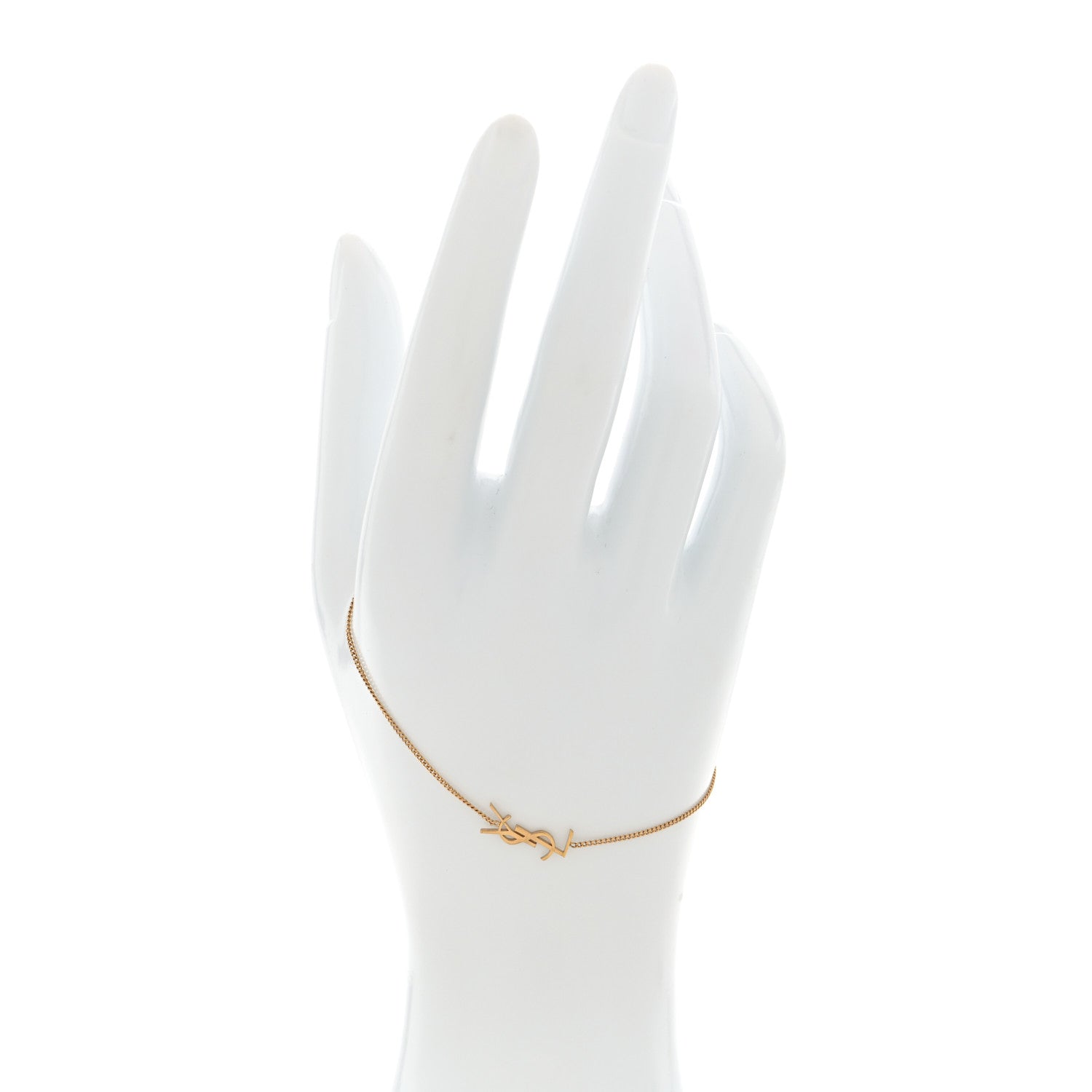 Saint Laurent Brass Monogram Charm Bracelet Gold 2 of 4