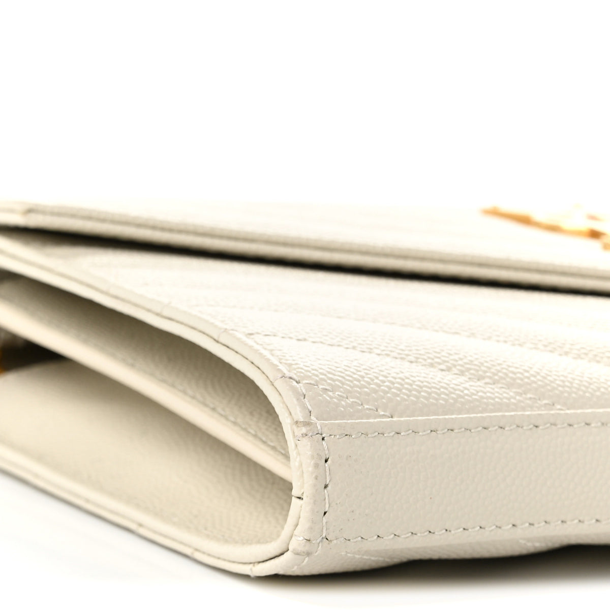 Grain De Poudre Matelasse Chevron Monogram Chain Wallet Crema Soft