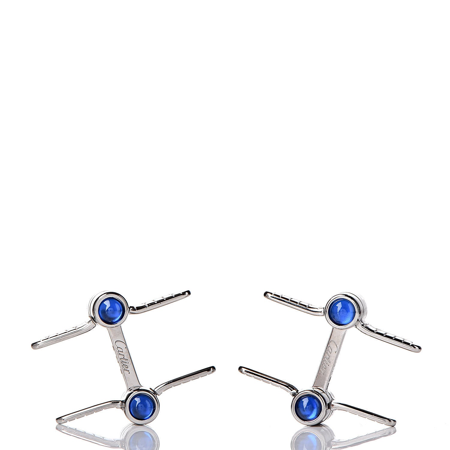 Cartier Sterling Silver Spinel Santos De Biplane Cufflinks 4 of 7