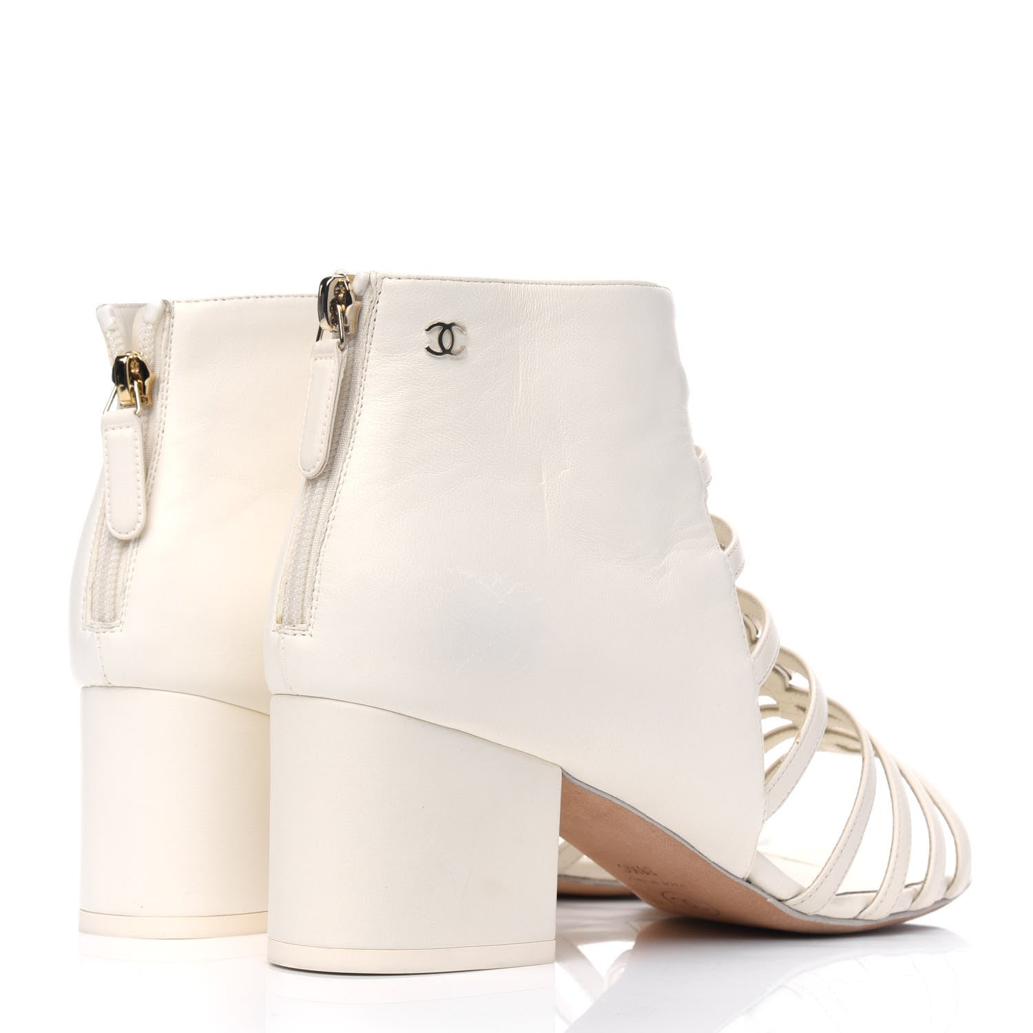 Chanel Lambskin Pearl Caged Sandals 38.5 Ivory 4 of 14