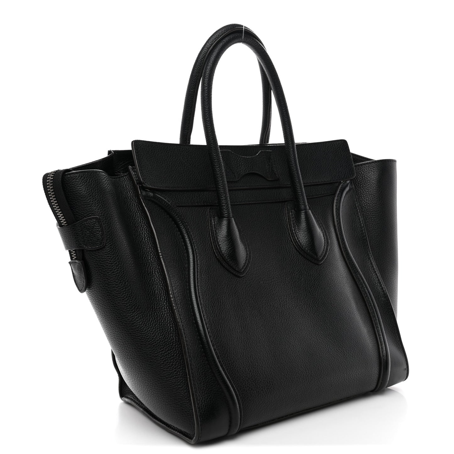 Drummed Calfskin Mini Luggage Black