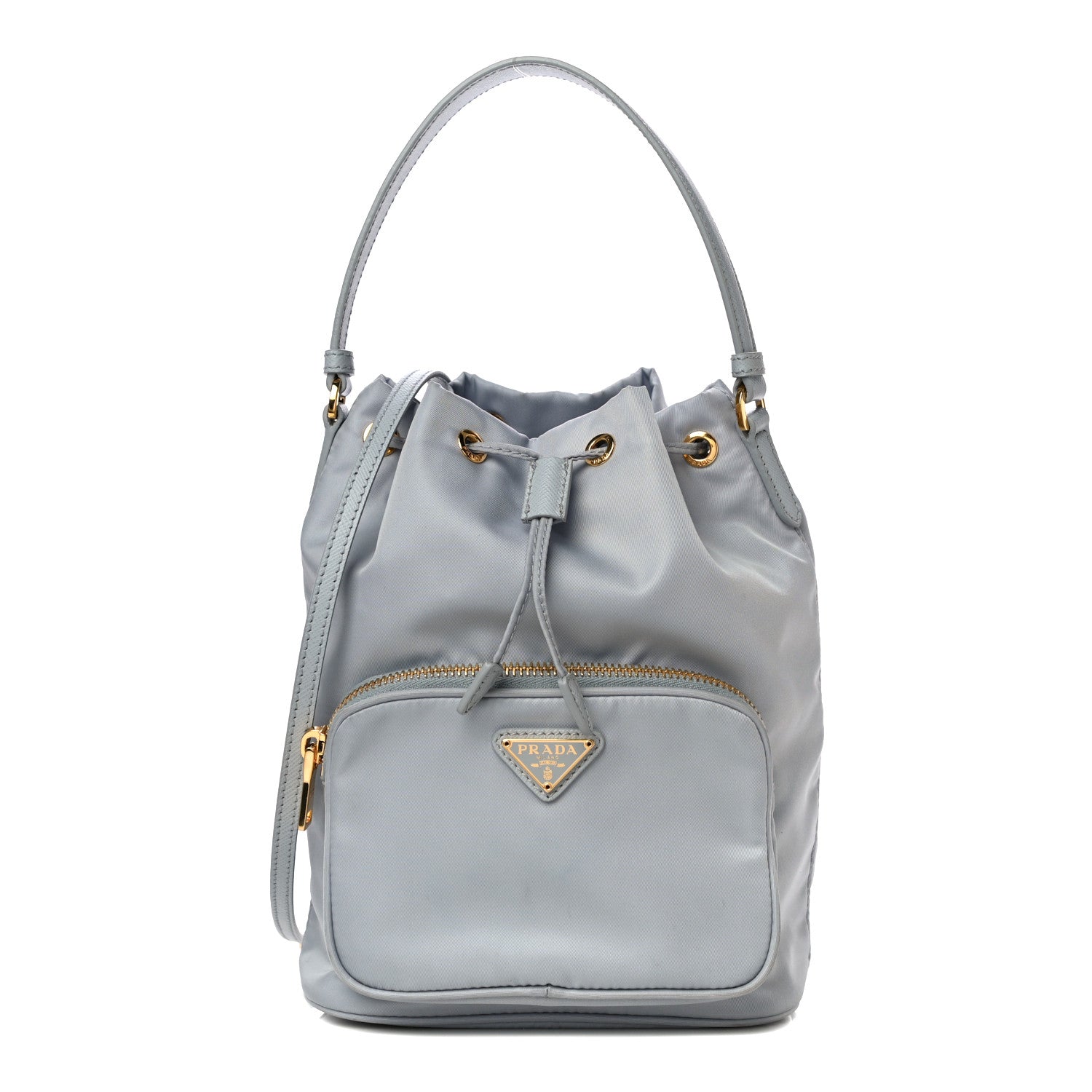 Prada Re-Nylon Saffiano Duet Bucket Crossbody Bag Fiordaliso 1 of 10