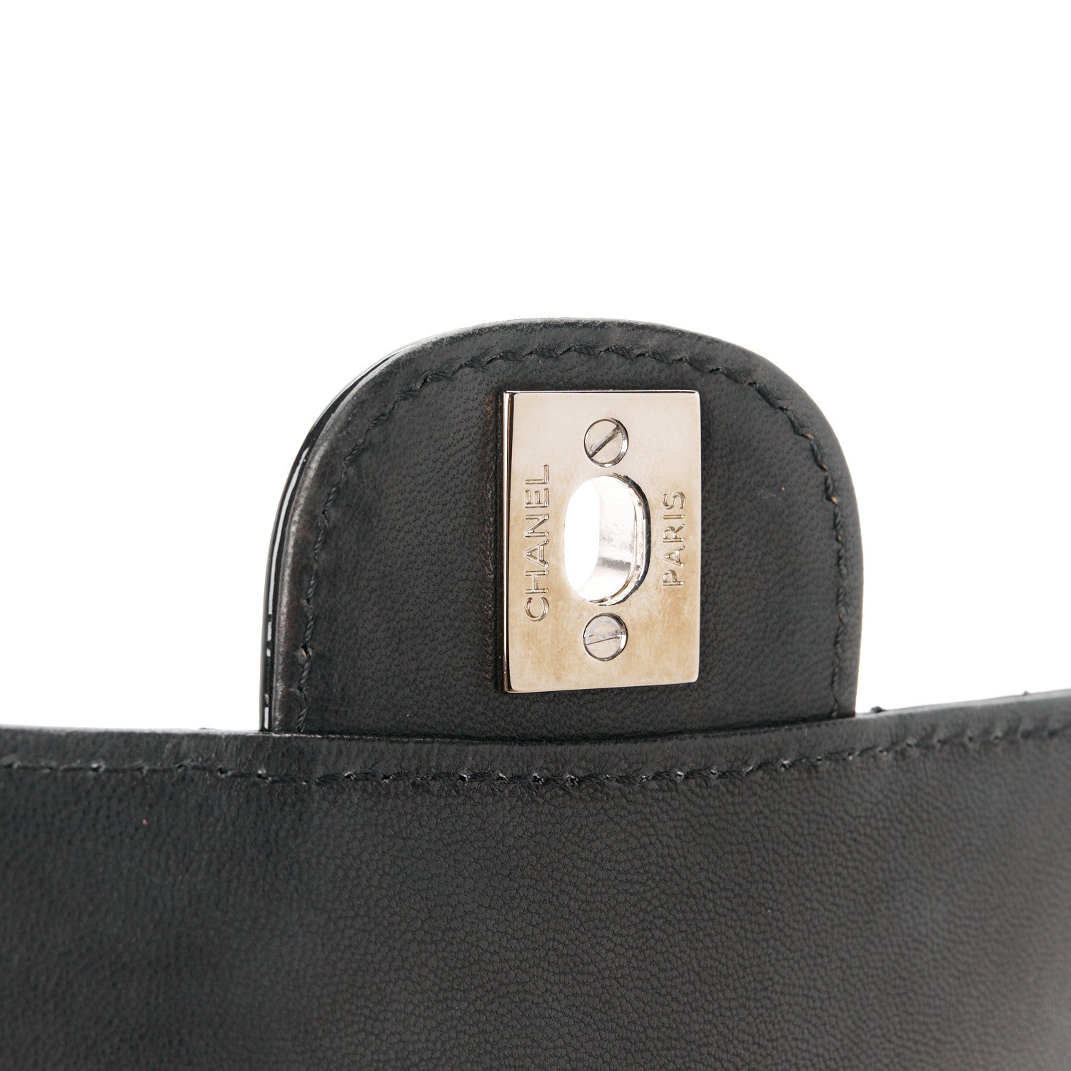 Chanel Patent Calfskin Quilted Flap Clutch With Chain Black 6 of 12