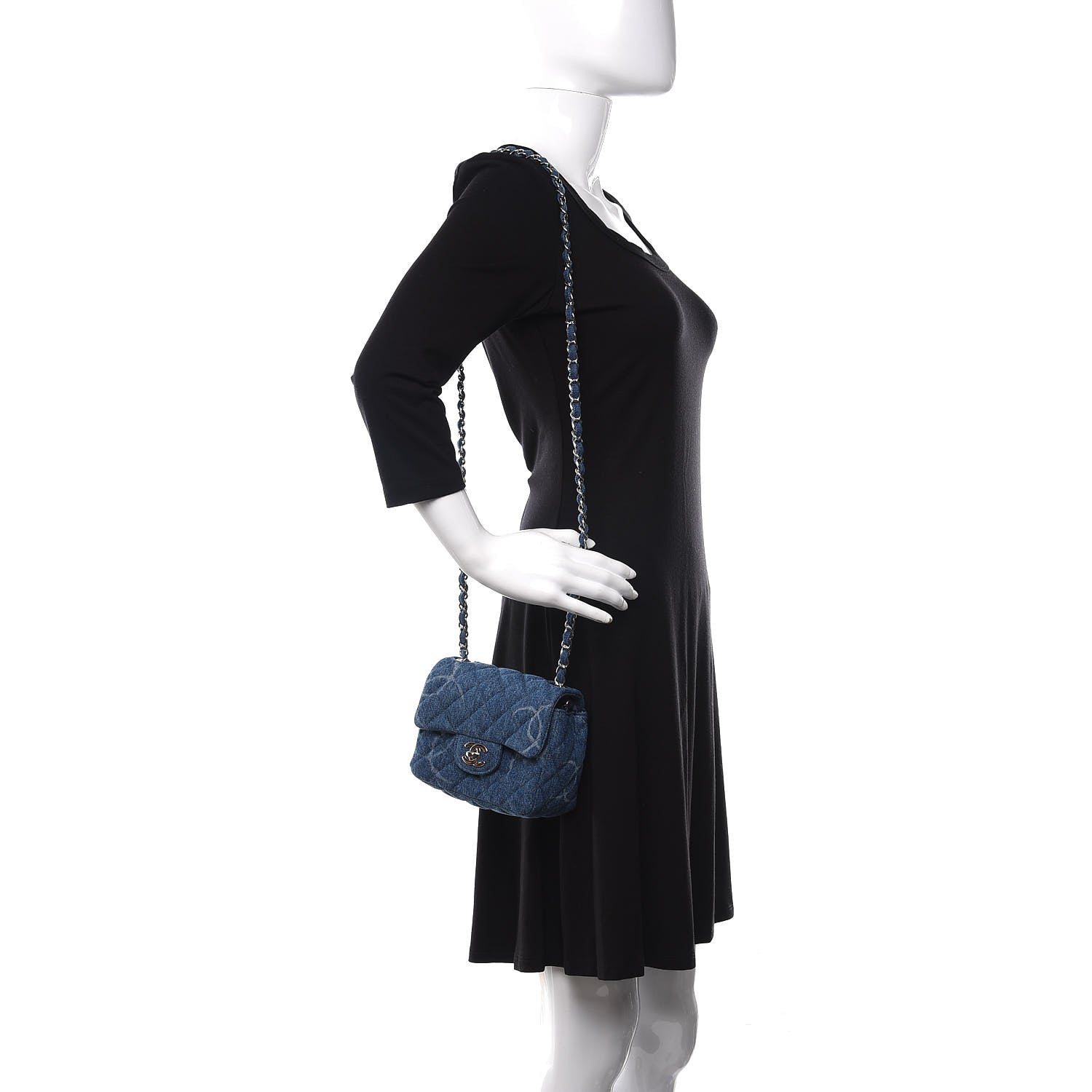 Chanel Denim CC Quilted Mini Square Flap Blue 2 of 11