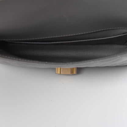 Chanel Lambskin Quilted Small Enamel CC Flap Grey Dark Navy 13 of 15