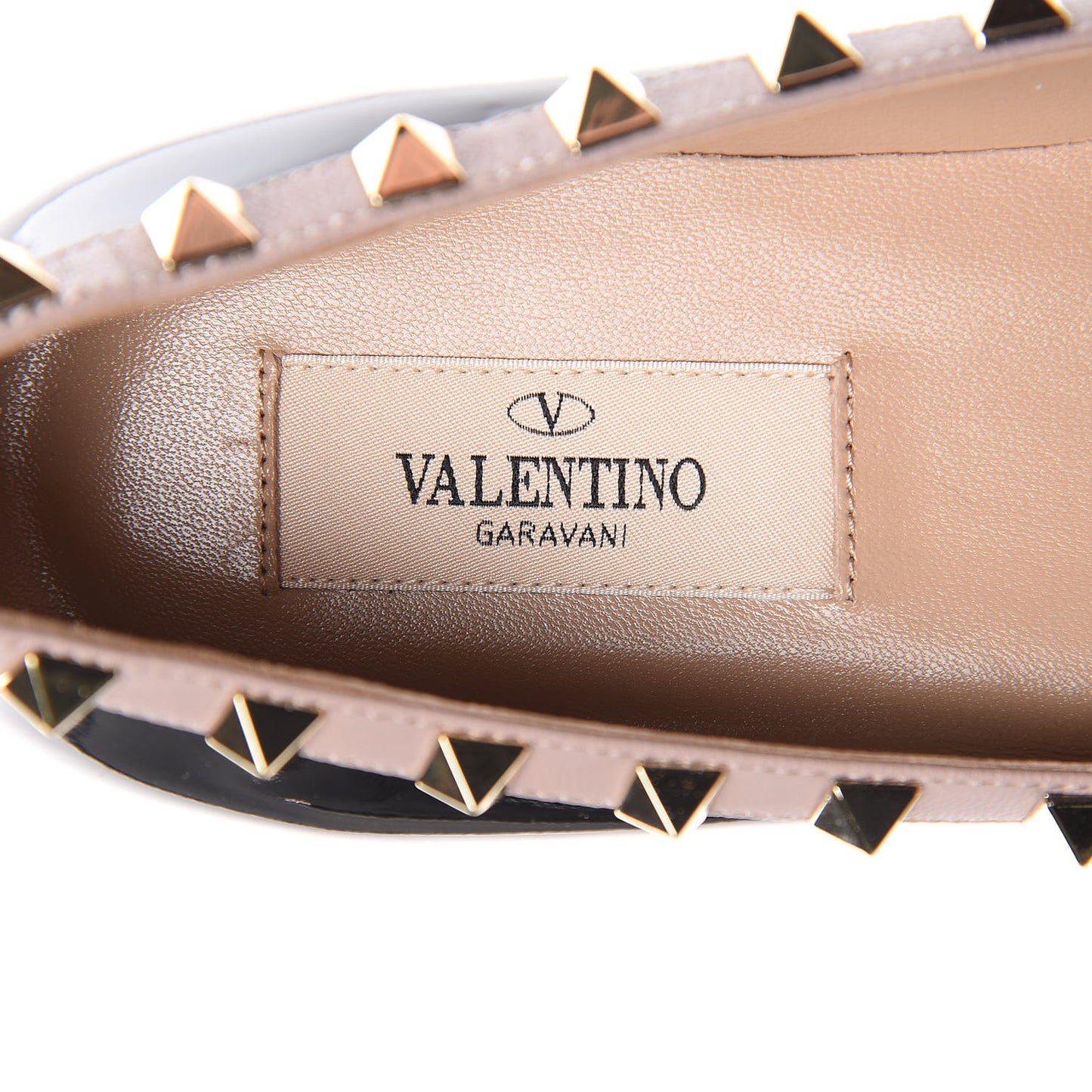 Patent Nappa Rockstud Ballerina Flats 38 Black Poudre