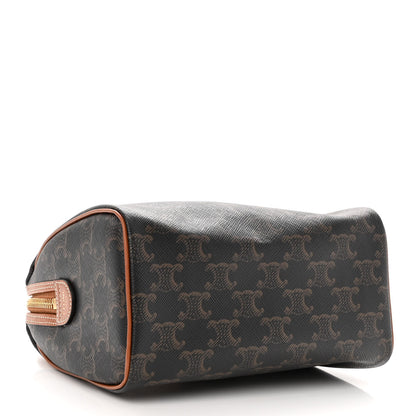 Celine Triomphe Canvas Calfskin Small Boston Bag Tan 4 of 11