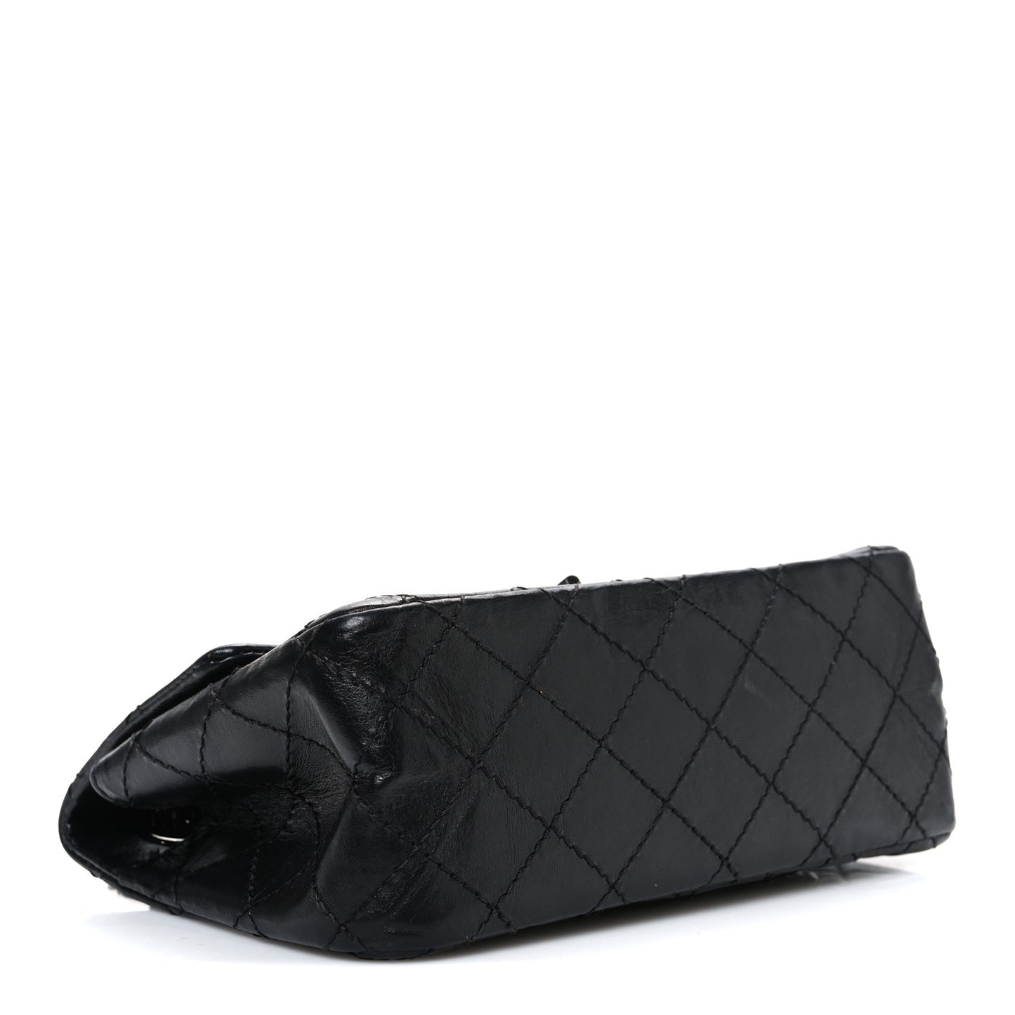Aged Calfskin Quilted 2.55 Reissue Mini Flap So Black