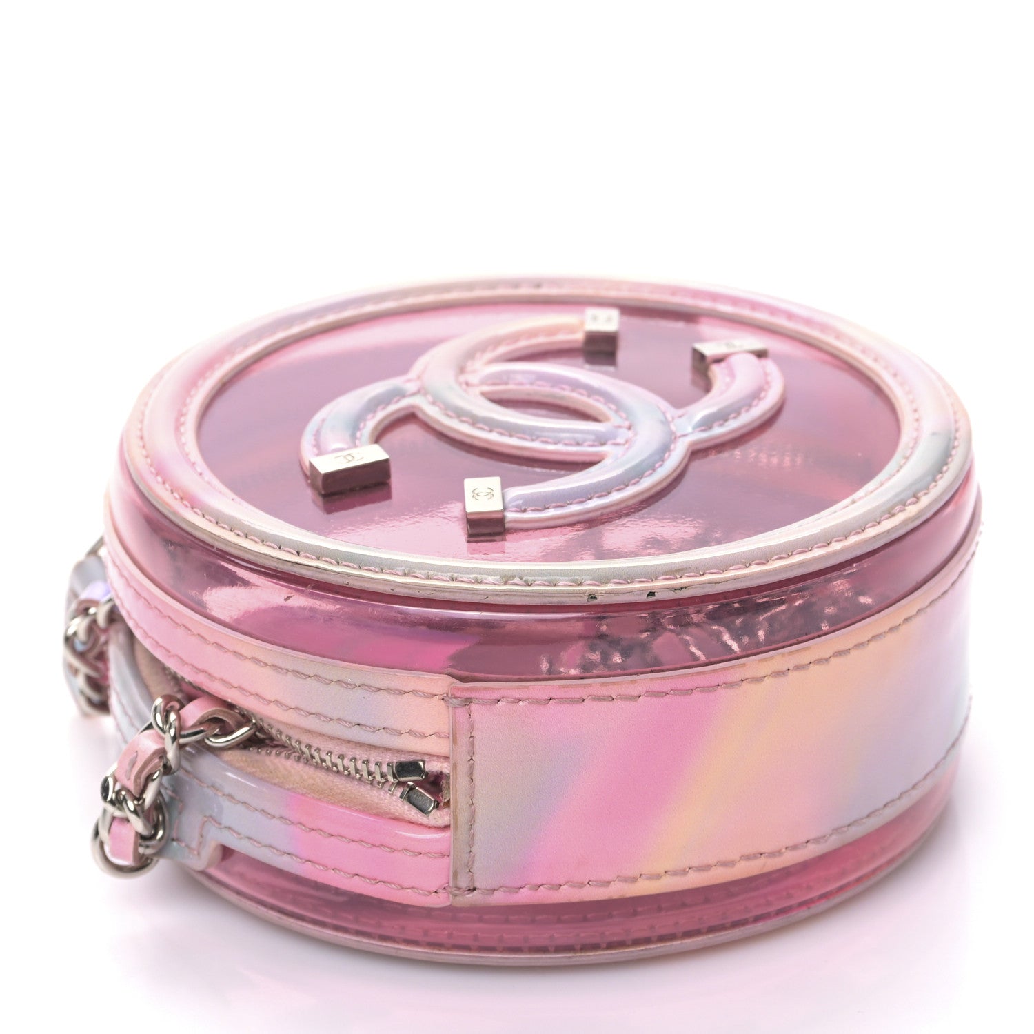 Chanel PVC Lambskin Filigree Round Clutch With Chain Pink 4 of 9