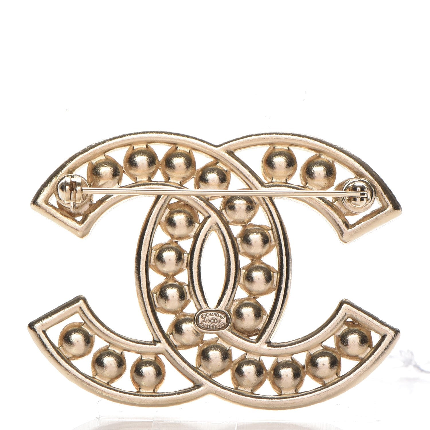 Chanel Pearl Crystal Baguette CC Brooch Gold 3 of 5