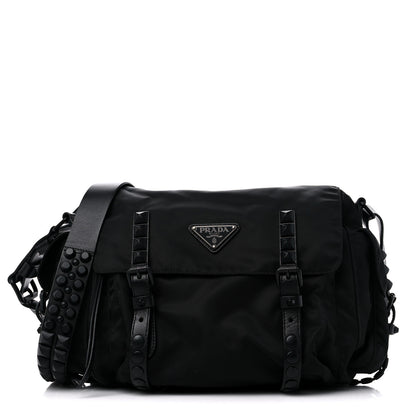 Prada Nylon New Vela Studded Messenger Black 1 of 11