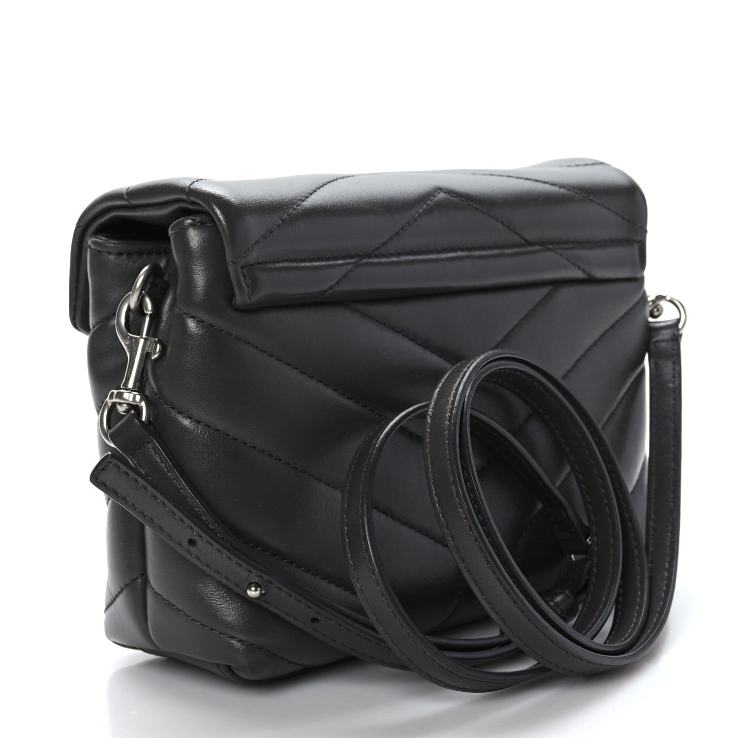 Saint Laurent Calfskin Y Quilted Monogram Toy Loulou Crossbody Bag Asphalt 3 of 9