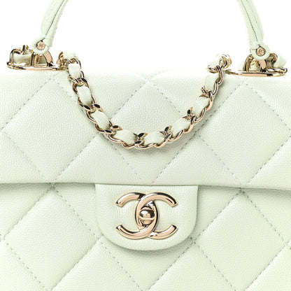 Chanel Caviar Quilted Retro Medium Twist Top Handle Clutch Light Green 8 of 10