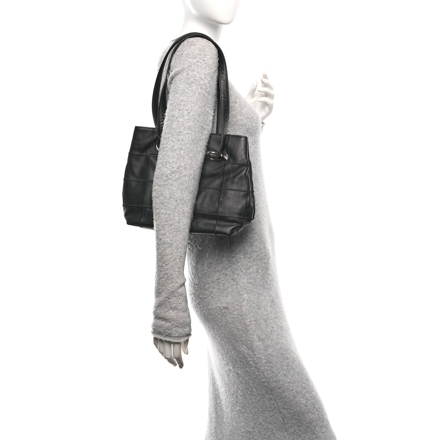 Caviar Quilted Chocolate Bar Tote Black