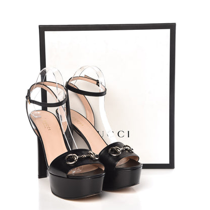 Gucci Malaga Kid Horsebit Platform Sandals 38.5 Black 20 of 20
