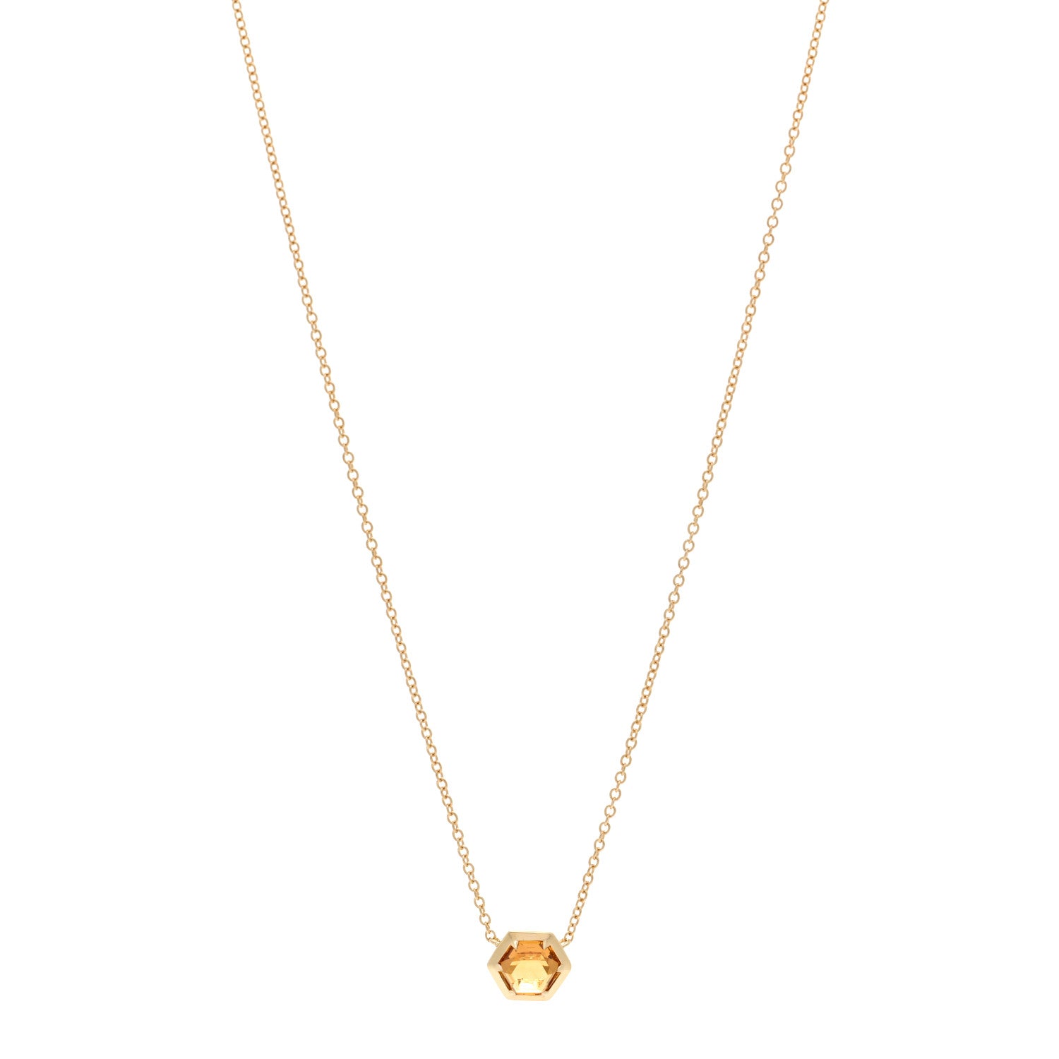 Tiffany 18K Yellow Gold Citrine Paloma's Studio Hexagon Pendant Necklace 1 of 6