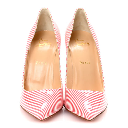 Christian Louboutin Patent Pigalle Follies Stripes 100 Pumps 39 Smoothie White 3 of 9