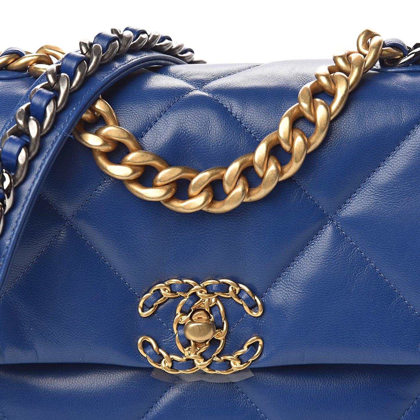 Goatskin Quilted Medium 19 Flap Dark Blue