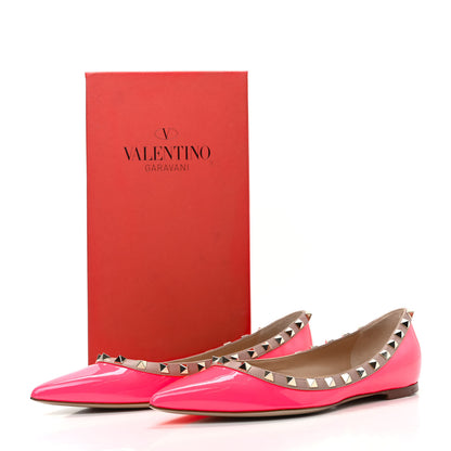 Valentino Garavani Patent Nappa Rockstud Ballerina Flats 39.5 Fuxia Fluo Poudre 8 of 8