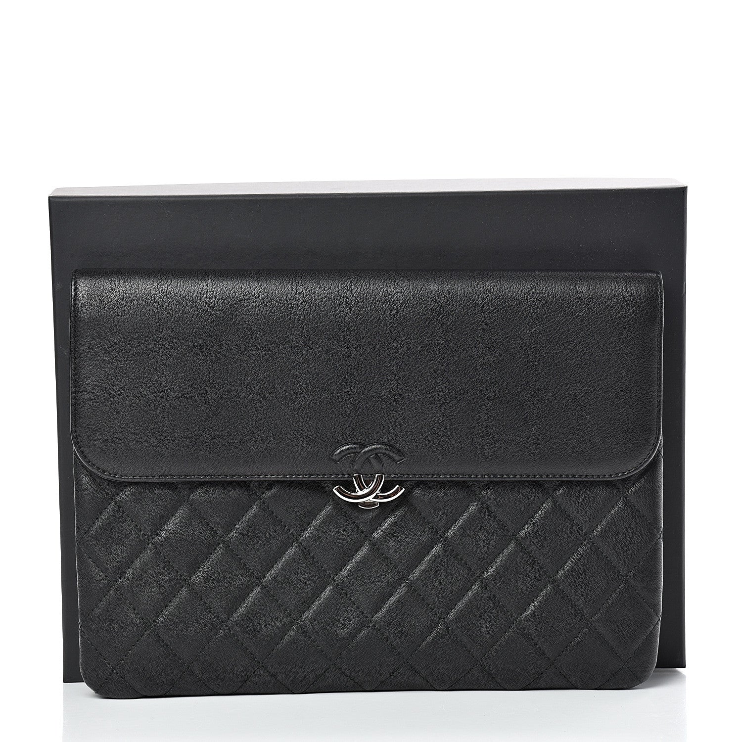 Chanel Calfskin Quilted CC Box Flap Pouch Black 8 of 8